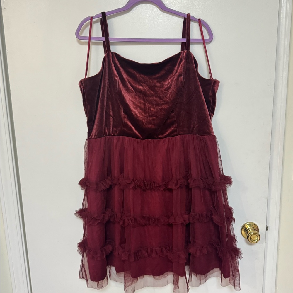 Velvet Burgundy Tiered Dress